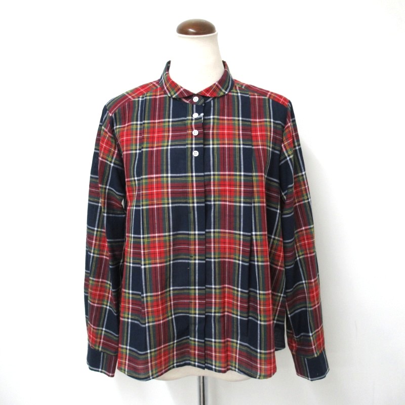 Parkes  丸衿タックＡラインブラウス /NVRD2【日本製】